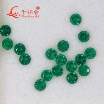 1,0-4,5 мм зеленого цвета круглой формы ближнего боя, размер Создан гидротермальным музо-изумрудом, включая мелкие трещины, включения, россыпь драгоценных камней