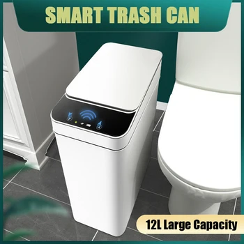 12Л Интеллектуальное Индукционное мусорное ведро с прорезями Большой емкости, белое мусорное ведро, Аксессуары для уборки дома, для ванной, кухонный инструмент