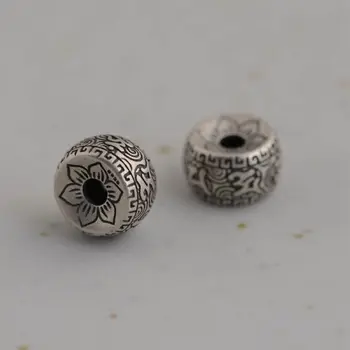 2 шт./лот, твердое серебро 925 пробы, Буддийская Сутра, трубка, подвеска из бисера, 9 мм