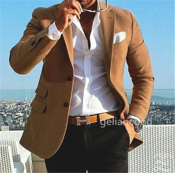 2020 Новый коричневый пиджак для мужчин, шерстяной твидовый пиджак Balzer, деловой приталенный смокинг для жениха, зимнее пальто