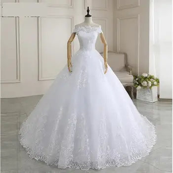 2021 Новое поступление, Свадебное платье без рукавов из Органзы Со шлейфом, Бальное платье на шнуровке, Свадебное платье Принцессы с открытыми плечами