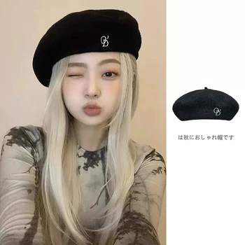2022 Корейский дизайнер Jin Zhini Jennie с такой же вышивкой букв Ins, Берет, Женская Весенне-осенне-зимняя шапка художника