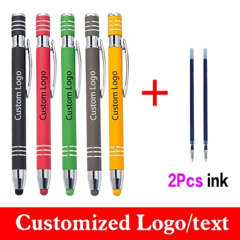 3 шт./компл. Металлическая Шариковая ручка с конденсатором, 2 чернила, Многоцветная ручка с сенсорным экраном, Пользовательский логотип, Подарочная рекламная ручка, Студенческие канцелярские принадлежности