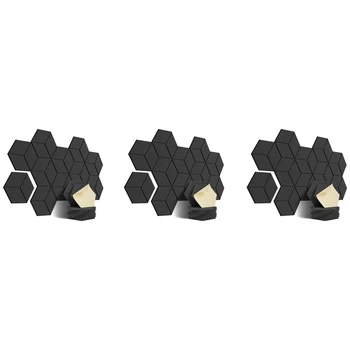 36 УПАКОВОК акустической пены, самоклеящиеся звукоизоляционные панели, для звукоизоляции и акустической обработки (черный)