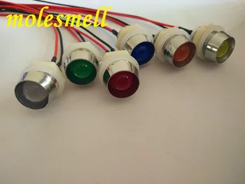 5шт, 10 мм, 12 В постоянного тока, предварительно подключенный рассеянный светодиод + пластиковый держатель безеля, Светло-красный, желтый, синий, зеленый, белый, оранжевый, теплый белый рассеянный