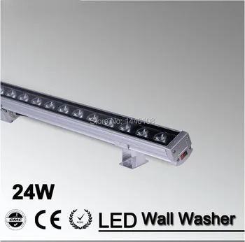 6 шт./лот Светодиодный светильник для омывания стен 24 Вт 1000 мм * 46* 46 мм AC85-265V IP65 Водонепроницаемый RGB садовый светильник Наружного освещения