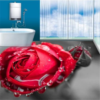 beibehang papel de parede индивидуальные 3D обои для пола с розами, 3d напольная плитка, обои для ванной, 3d стереоскопические обои