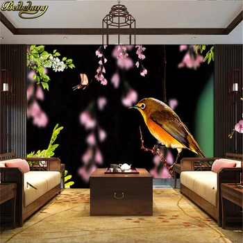 beibehang Птица цветок Современная роскошная спальня рулон обоев 3D настенная бумага papel de parede 3d фотообои papel de parede 3d
