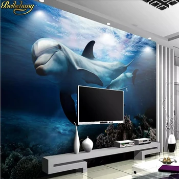 beibehang Стильная атмосферная фреска бесшовные обои 3D подводный мир обои для детской комнаты гостиная ТВ фон