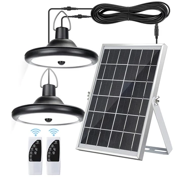 BORUiT, подвесной светильник на солнечной батарее с двойной головкой, Уличный водонепроницаемый светильник с датчиком движения, светильник для освещения двора, сада, гаража