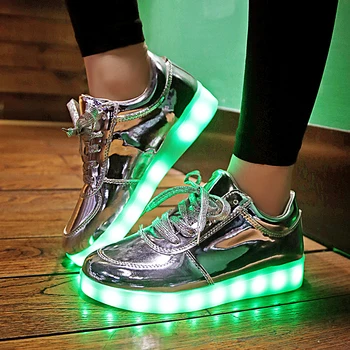 EUR 30-44 Детские кроссовки со светящейся модной USB-батареей, обувь со светодиодной подсветкой, Детские светящиеся кроссовки для мальчиков и девочек
