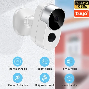 HD 1080P WiFi Камера TUYA Smart IP-монитор без интернета, обнаружение движения, встроенный аккумулятор, видеокамера ночного видения для домашней безопасности