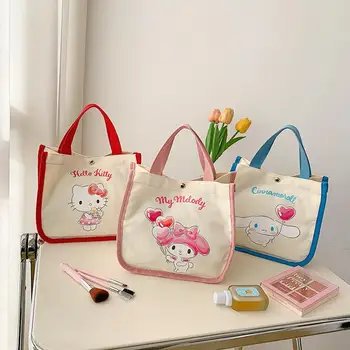Kawaii Sanrio Cinnamorroll My Melody Hello Kitty Мультяшная Милая Сумочка Через плечо, сумка для покупок, Модная сумка-тоут Большой емкости