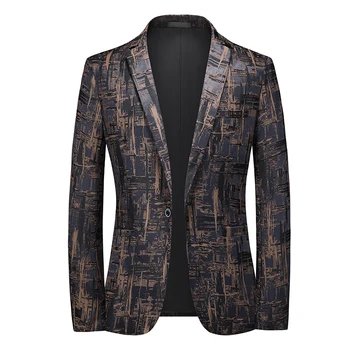 M-6XL, модный мужской блейзер, куртка, высококачественный повседневный костюм с тонким разрезом, темно-синий, коричневый, однотонный, пальто, платье для вечеринки