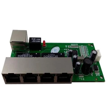 OEM мини-коммутатор mini 5 портов 10/100 Мбит/с сетевой коммутатор с широким входным напряжением 5-12 В smart ethernet pcb rj45 модуль со встроенным светодиодом