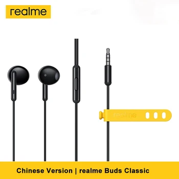 Realme Buds Наушники 3,5 мм Проводная Затычка Для Ушей Высококачественный Музыкальный Микрофон 14,2 мм Наушники с Большим Приводом Оригинальные Оригинальные Наушники