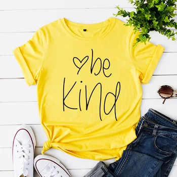 Sugarbaby/ Новое поступление, Летние хлопковые женские футболки с надписью Be Kind, футболка в стиле Харадзюку, Женские топы, футболка Be Kind