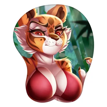 Аниме 3D Коврик для мыши Master Tigress Tiger Подставка для запястий Силиконовый Сексуальный Креативный Игровой Пушистый Коврик для мыши