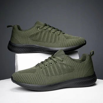 Армейские Зеленые Мужские кроссовки Размера Плюс 46, спортивная обувь для бега, Дышащие легкие кроссовки для бега, Повседневная женская обувь, Удобная