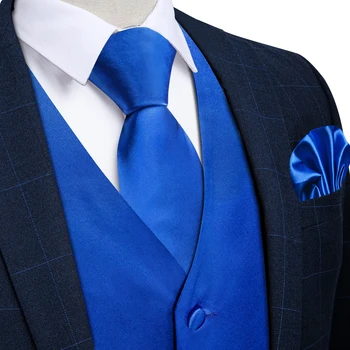 Атласный синий жилет для мужчин, аксессуары для деловой рубашки для свадебной вечеринки, Модный однотонный жилет без рукавов chaleco hombre с квадратным карманом