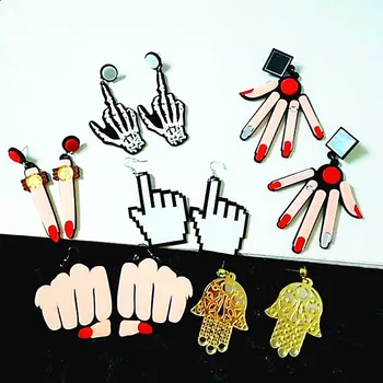 Большие висячие серьги с акриловыми пальцами Rock Runk для женщин, девочек, Большие висячие серьги в форме пальцев, Модные аксессуары для ювелирных изделий