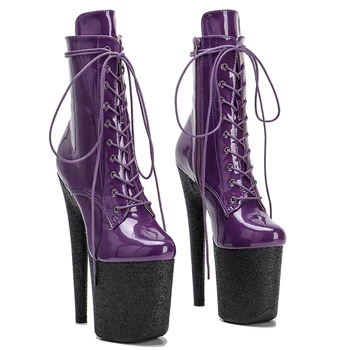 Ботинок для танцев на шесте Leecabe с 20 см/8 дюймов, из лакированных материалов, сапоги на платформе и высоком каблуке, ботинок для танцев на шесте