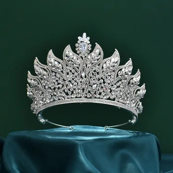 Высококачественная Роскошная Циркониевая корона, Темпераментная Свадебная тиара, Белая корона в стиле барокко, Металлическая повязка на голову, изысканные женские прически для выпускного вечера