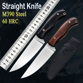 Высококачественное Лезвие M390 С деревянной ручкой, Прямой Нож, Карманный Нож, Охотничьи Ножи, Инструмент для защиты, для выживания в кемпинге, EDC, открытый нож