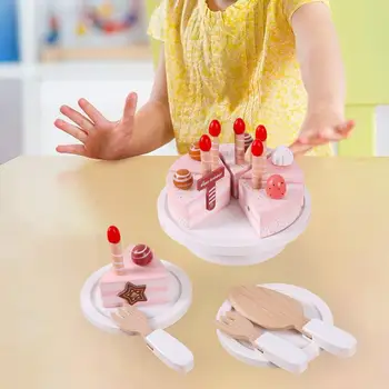 Деревянные игрушки для Торта на День Рождения, Набор для занятий в помещении, Подарки для ролевых игр 