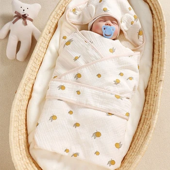 Детское Пеленальное Одеяло для Мальчиков и Девочек, Пеленки для Новорожденных из 4-слойной Ткани, Легкий Спальный мешок для младенцев 0-3 месяцев QX2D