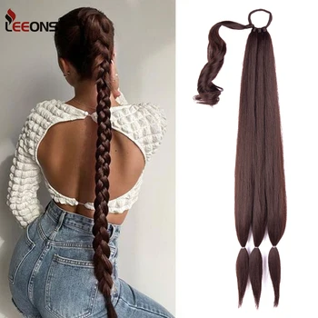 Дешевое наращивание длинного плетеного хвоста с завязкой для волос, прямое обертывание вокруг наращивания волос, синтетическое наращивание плетеного хвоста
