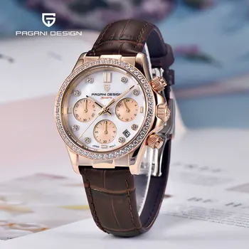 Дизайн PAGANI 36 мм сапфировый кварцевый хронометр Япония VD55 кожаный ремешок женские часы из нержавеющей стали relogios masculinos 2023 новинка