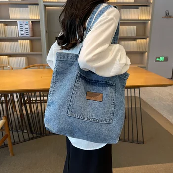 Женская сумка из денима в стиле ретро, Новая Джинсовая сумка-слинг, Холщовая сумка Y2K, Корейская эко-сумка, сумки для покупок, женские сумки для колледжа