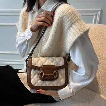 Женская сумка-мессенджер в западном стиле, новинка 2023, модная повседневная сумка на одно плечо в виде ромба, маленькая квадратная сумка, простая женская сумка