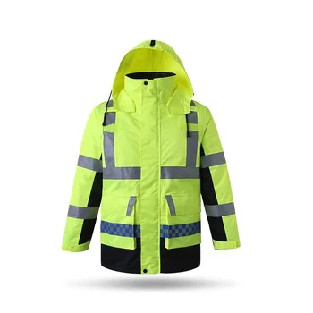 Зимняя утепленная непромокаемая Предупреждающая Одежда, Съемная Светоотражающая Хлопковая одежда с хлопковой подкладкой для безопасности дорожного движения