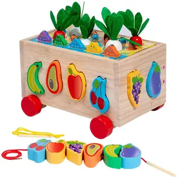 Игровая игрушка для сортировки фруктов, развивающая мелкую Моторику, головоломка, Морковная игра, подбирающая Деревянное восприятие цвета, Деревянная ферма
