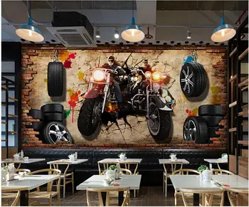 Изготовленная на заказ фреска 3d фотообои Ретро мотоцикл ностальгический фон кирпичной стены домашний декор гостиная обои для стены 3 d