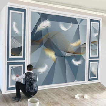 Индивидуальный Фотодекор Papel De Parede 3D Современное Абстрактное Геометрическое Перо ТВ Фон Настенная живопись Обои для гостиной Фрески