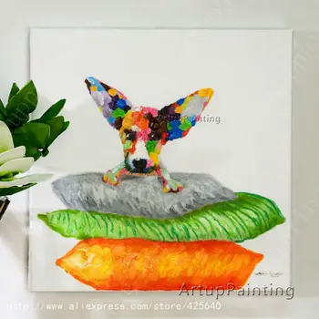 Картина маслом с собакой на холсте, настенные панно, картины для гостиной, настенное искусство, холст, пластинчатый нож, современная абстрактная ручная роспись, 2
