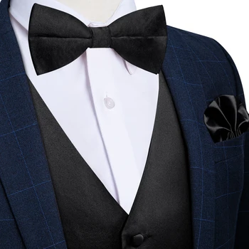 Классический Черный однотонный мужской жилет chaleco hombre, деловое платье для свадебной вечеринки, тонкий жилет без рукавов с бабочкой на четыре сезона