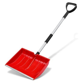 Легкая лопата для снегохода с алюминиевой ручкой, широкая для уборки снега, Портативная лопата для подъездной дорожки, красная