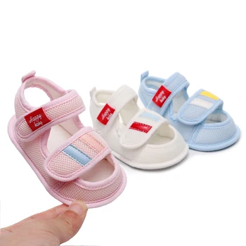 Летние повседневные сандалии для новорожденных девочек, сетчатая обувь на нескользящей мягкой подошве для уличных школьных вечеринок, модная обувь для первых прогулок