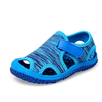 Летние сандалии для маленьких девочек и мальчиков, детские пляжные сандалии, нескользящая детская обувь с мягкой подошвой, Детская уличная противоударная обувь