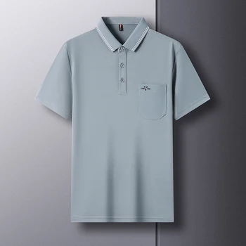 Летняя высококачественная рубашка поло с отворотом, Деловая Повседневная рубашка с карманной вышивкой, Модная дизайнерская футболка из качественного хлопка с коротким рукавом M-4XL