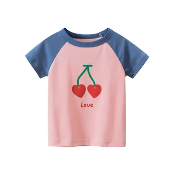 Летняя одежда для девочек 2023 года, детские футболки с короткими рукавами и рисунком Русалки и вишни для девочек, футболки, топы, детская одежда