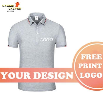 Летняя рубашка ПОЛО, рубашка с 8-цветным логотипом на заказ, рубашка с короткими рукавами Пола однотонная печать с лацканами, текст бренда 