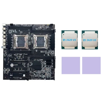 Материнская плата X99 с двумя разъемами LGA2011-3 с поддержкой двух процессоров RECC DDR4 с процессором 2XE5 2620 V3 + 2XThermal Pad