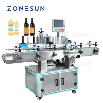 Машина для позиционирования круглых бутылок ZONESUN И прикрепления этикеток ZS-TB260Z Полноавтоматическая Пластиковая Стеклянная Упаковка для напитков с водой