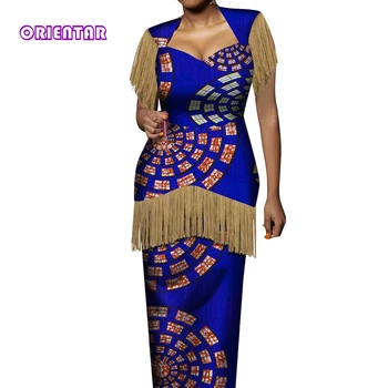 Модные Африканские Платья для Женщин, Халат в Африканском стиле, Макси-платье Дашики с Кисточками, Вечернее Платье Размера Плюс, WY569