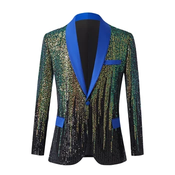 Мужская Новая куртка с блестками Magic Color, блокирующая цвет, Блейзер для выступления певца, ведущего, Блестящий свадебный блейзер для мужчины